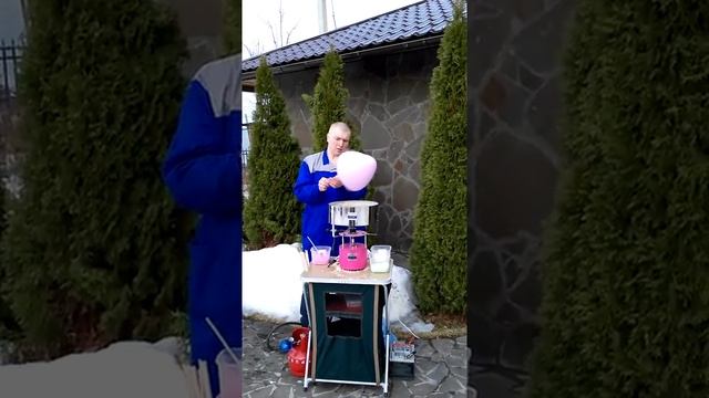 Приготовление сахарной ваты на газовом Ватаверте УСВ-7 www.VataVert.com смотреть онлайн