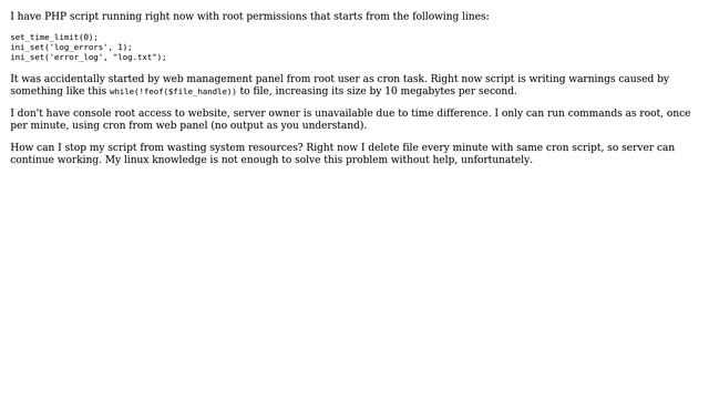 DevOps & SysAdmins: How to break from infinite loop, caused by PHP script running as root? смотреть онлайн