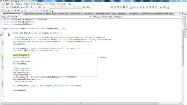 SQLCommandBuilder in C# смотреть онлайн