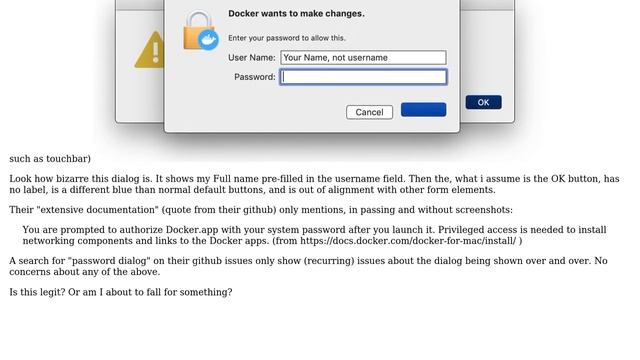 Unix & Linux: Is this docker-for-mac password dialog legit? смотреть онлайн