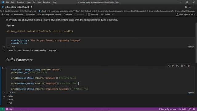 Python | Data Type | String | endswith() Method Using String Suffix & Start Parameter смотреть онлайн