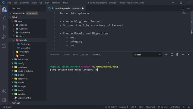 Create Models and Migrations | Create a blog with Laravel 8, Jetstream and Livewire | #02 смотреть онлайн
