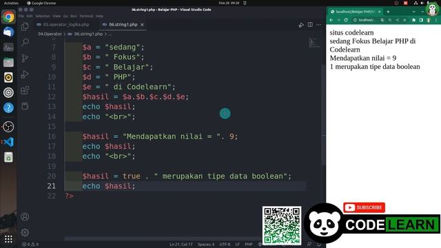 Belajar PHP#17 : Operator String смотреть онлайн