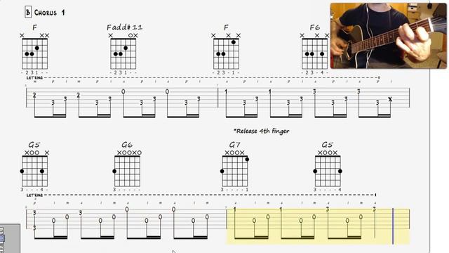 I love you (Billie Eilish) Guitar TAB on Screen (easier version) смотреть онлайн