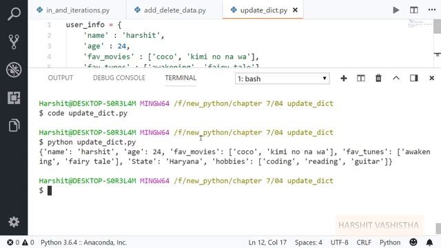 Update Dictionary : Python tutorial 117 смотреть онлайн