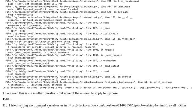 Pip + virtualenv + Redhat SCL + proxy = not working смотреть онлайн