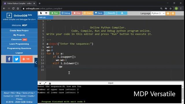 How to create Calculating Upper Case And Lower Case Letters in Python Language - MDP Versatile смотреть онлайн