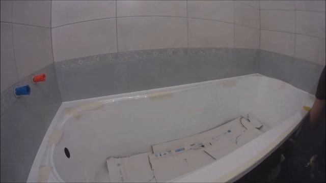 Примыкание ванны к плитке. Герметизация примыкания. смотреть онлайн