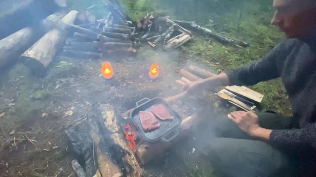 НЕ РЕЦЕПТ! Говяжьи стейки! Медитативное приготовление ужина в лесу!