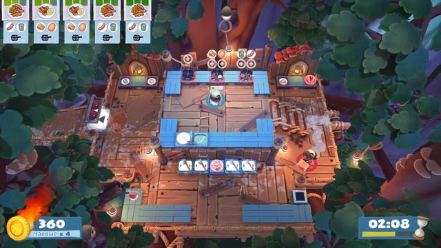 Overcooked 2 Campfire Cook Off Уровень 2-1 3 звезды, 2 игрока. Co-op