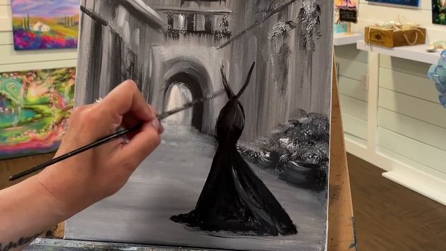 How To Paint LADY IN BLACK acrylic смотреть онлайн
