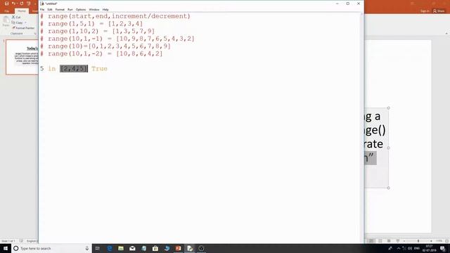 range function, in operator and for loop in python смотреть онлайн