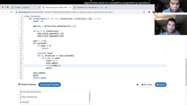 1466. Reorder Routes to Make All Paths Lead to the City Zero (python) (Leetcode Medium) смотреть онлайн