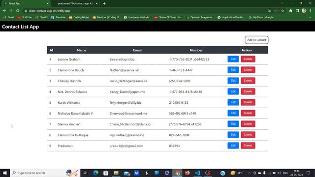 Contact App (Performing CRUD Operation) Coding Ninjas Skill Test React. смотреть онлайн