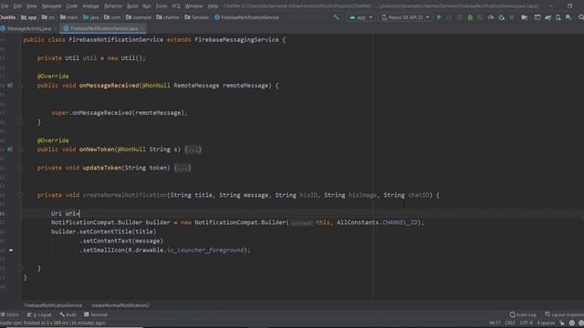 Send Firebase Push Notification in android java(Chat App Part 17) смотреть онлайн
