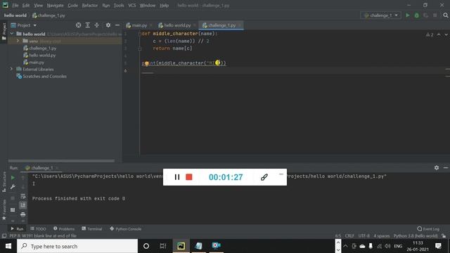 middle character of a string - python смотреть онлайн