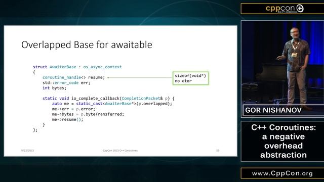 CppCon 2015: Gor Nishanov “C++ Coroutines - a negative overhead abstraction" смотреть онлайн