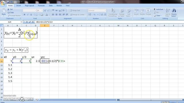 EULER CAUCHY METHOD USING EXCEL смотреть онлайн