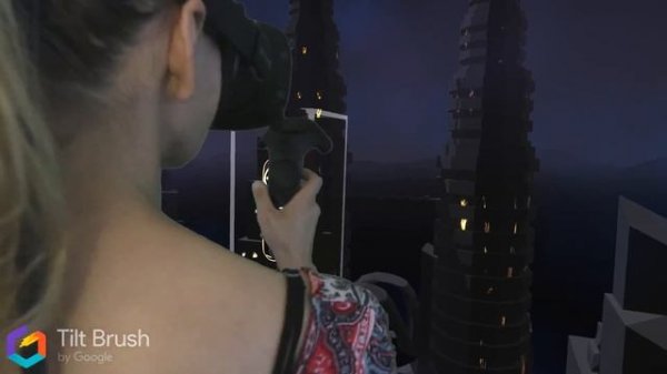 Google Blocks + Tilt Brush: Blocks Skyline (VR painting)
