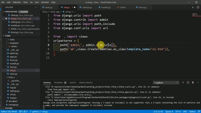 SOLVED:django.core.exceptions.ImproperlyConfigured: Passing a 3-tuple to include() is not supported смотреть онлайн