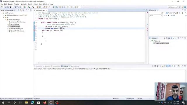 Print Fibonacci Series in Java without Recursion | Live and Dry run | Explained in HINDI смотреть онлайн