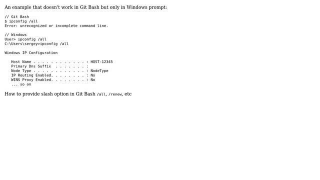 How to run Windows command prompt utilities options in Git Bash (how to specify /slash options)? смотреть онлайн