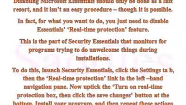 How do I suspend Microsoft Security Essentials? смотреть онлайн
