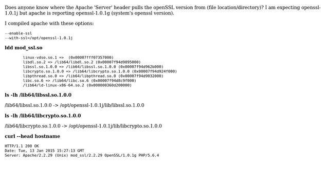 Apache2 'Server' header reports wrong openSSL version смотреть онлайн
