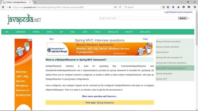 What is a MultipartResolver in Spring MVC framework?
| javapedia.net смотреть онлайн