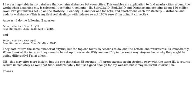 Databases: 2 similar queries in large sql server table - 1 takes too long смотреть онлайн