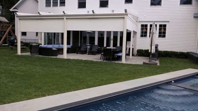 Retractable Pergola with Screens and Heaters | Scarsdale, NY смотреть онлайн