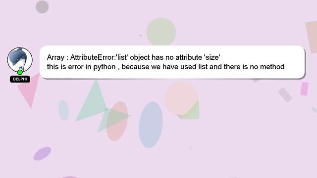 Array : AttributeError:'list' object has no attribute 'size' смотреть онлайн