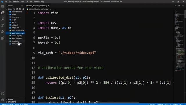 social distance analayzer using opencv and yolov3 in telugu смотреть онлайн