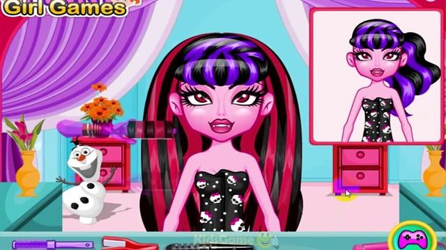 Принцессы Эльза и Дракулаура в парикмахерском салоне ▬ Draculaura At Frozen Hair Salon, игра для де смотреть онлайн