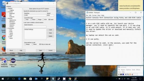 Switch Console Port Connection Using Putty and USB-RJ45 cable