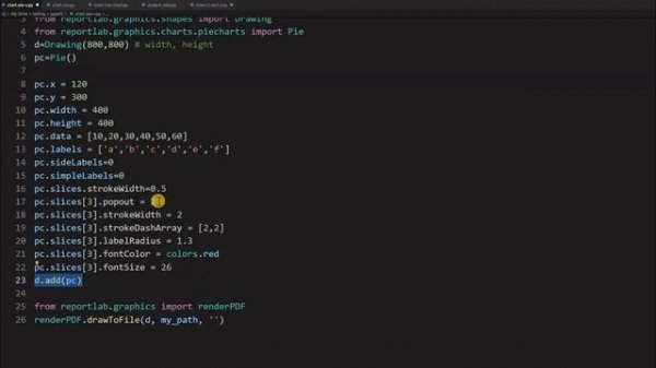 Pie chart in Python PDF using ReportLab with data from SQLite or MySQL database with options