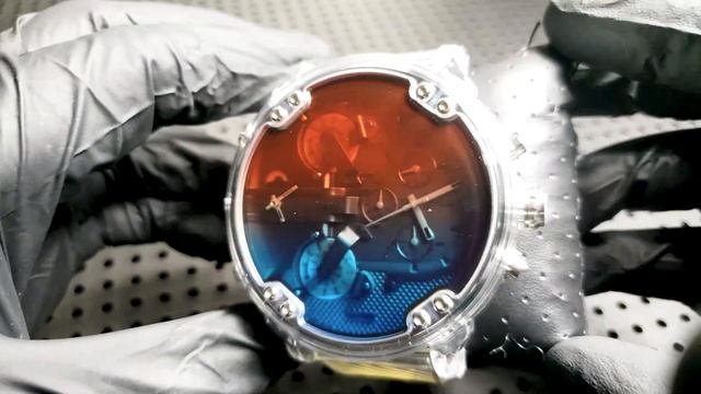 DIESEL DZ7427 MR. DADDY 2.0 Clear watch, red and blue matte lens смотреть онлайн