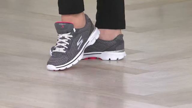 Skechers GOwalk 3 Lace-up Sneakers - FitKnit with Sharon Faetsch смотреть онлайн