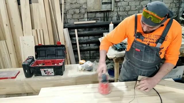 Столешница на кухню из берёзы за 3500!Имитация "состаренности" покраской и шлифовкой.В лофт кухню. смотреть онлайн