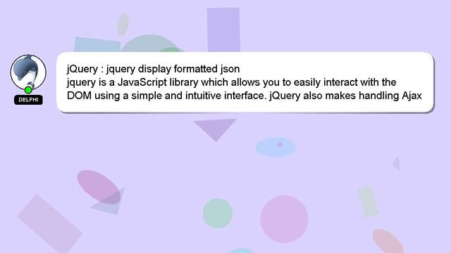 jQuery : jquery display formatted json смотреть онлайн