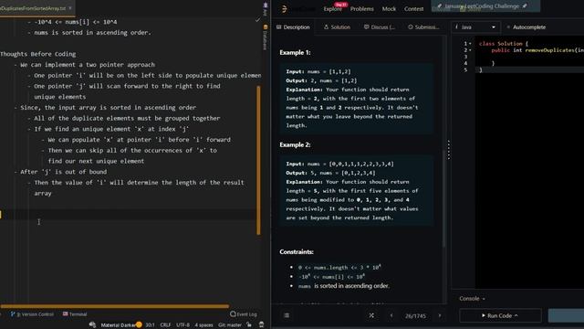 Remove Duplicates from Sorted Array - Leetcode 26 - Java смотреть онлайн