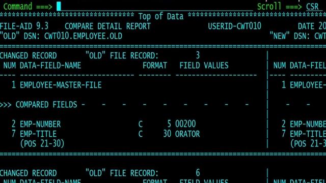 BMC Compuware File-AID/MVS Online - Comparing data files смотреть онлайн