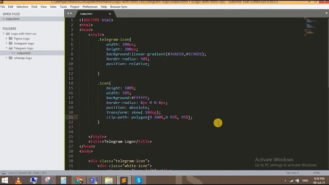 Create Telegram Logo using HTML and CSS Only ? | Logo using HTML and CSS series смотреть онлайн