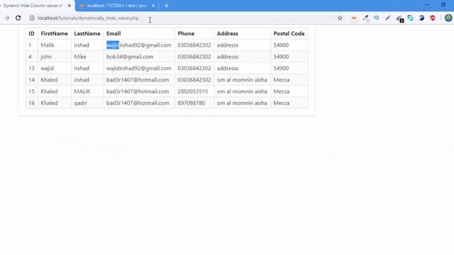 Dynamically hide column values of html table using jquery смотреть онлайн