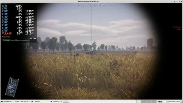 Игра War Thunder, запущенная на Эльбрус 801-РС, нативная компиляция для процессора Эльбрус-8С смотреть онлайн