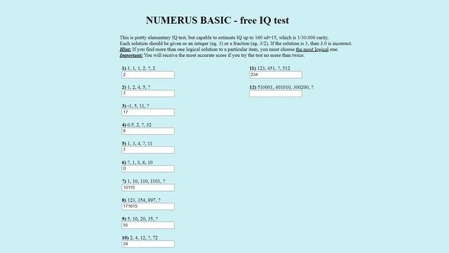 Numerus Basic IQ Test - 160 IQ Answers смотреть онлайн