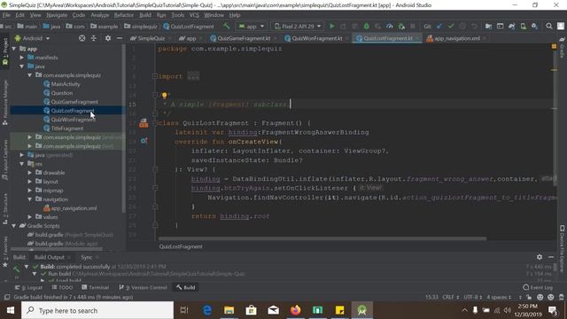 Simple Quiz App - Safe Args to pass data between fragments смотреть онлайн