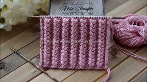 Объемные пышные дорожки  Простой узор спицами