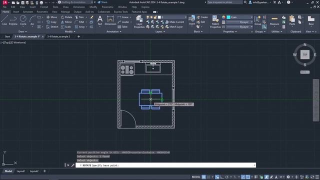 Rotate objects - AutoCAD 2024 смотреть онлайн