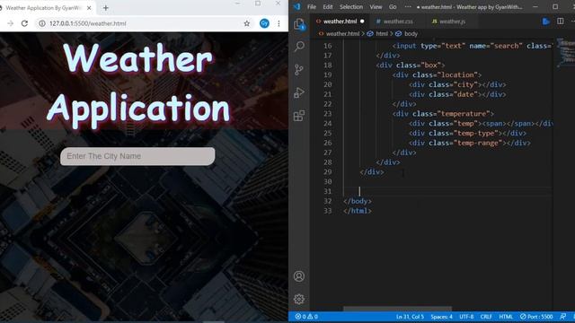How To Build a Weather Application Using JavaScript | JavaScript Mini Project |Project in 20 minute смотреть онлайн